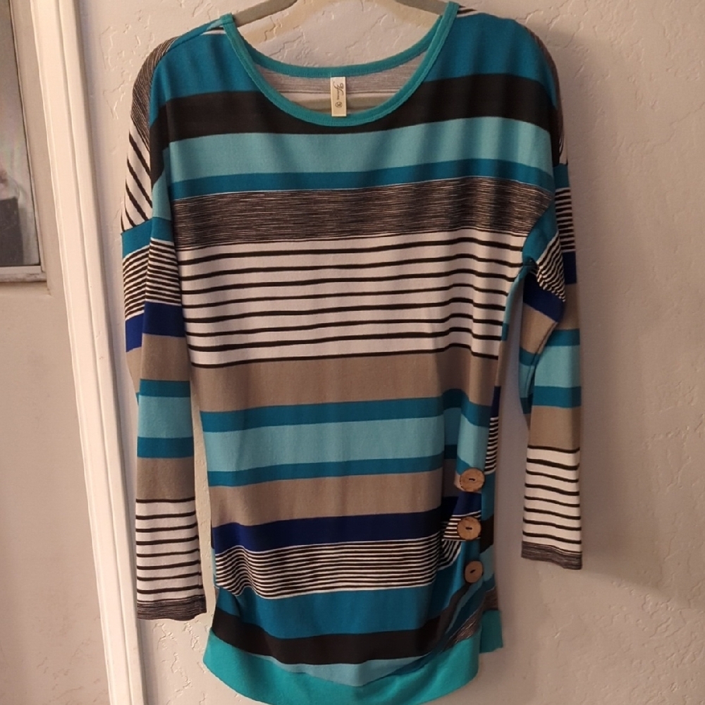 Striped Blue and Black Women's Top